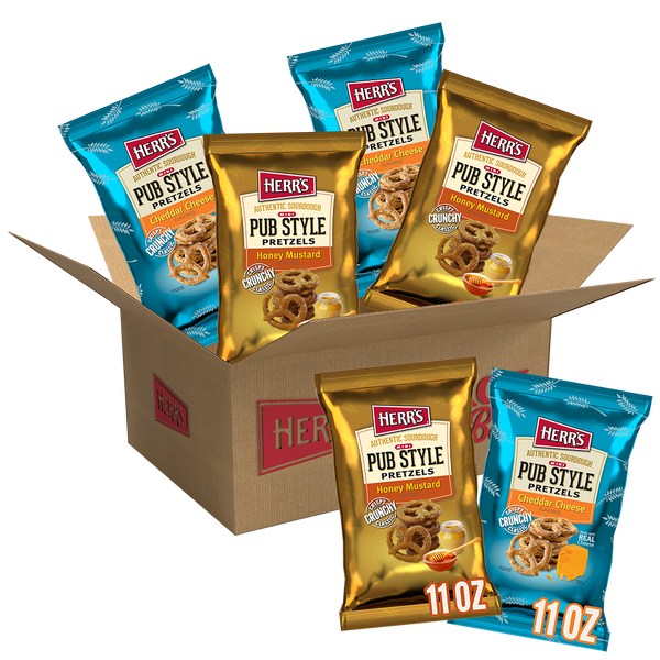 Herr's Seasoned Mini Pub Pretzel Variety 6 Pack 11 oz