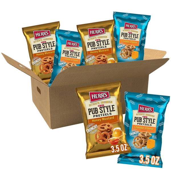 Herr's Seasoned Mini Pub Pretzel Variety 6 Pack 3.5 oz