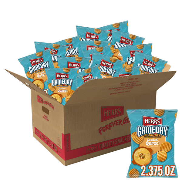 Herr's GameDay Flavors Loaded Queso Potato Chips 2.375oz 24ct case
