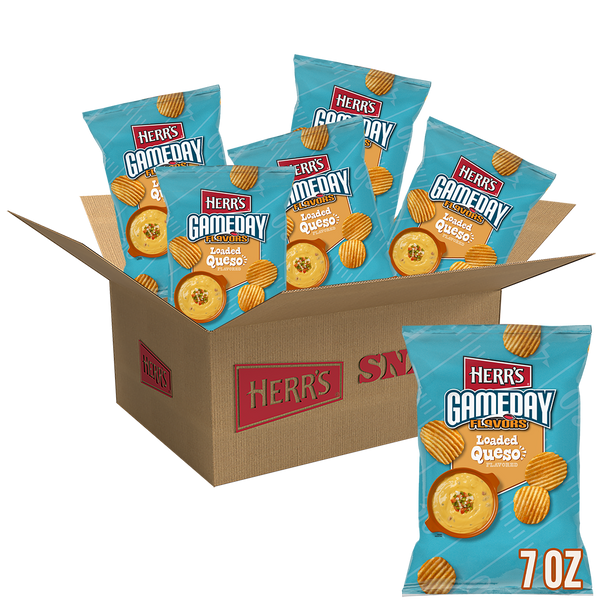 Herr's GameDay Flavors Loaded Queso Potato Chips 7oz 6ct case
