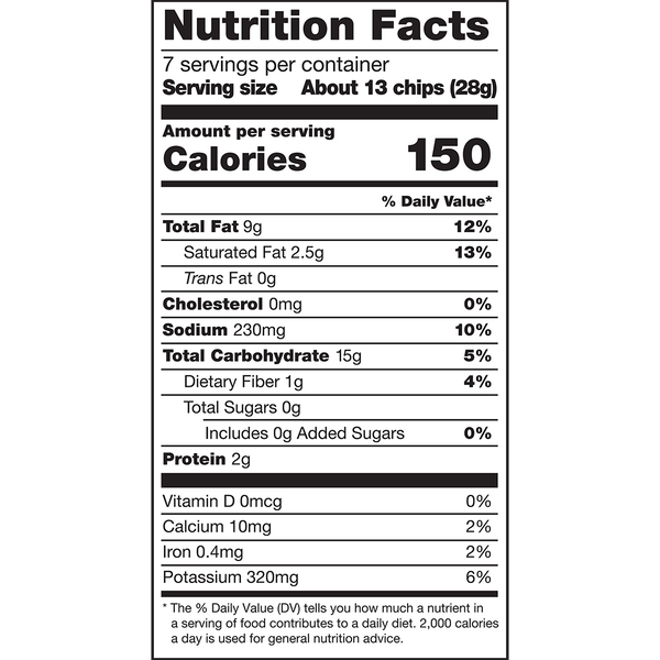 Herr's GameDay Flavors Loaded Queso Potato Chips 7oz bag nutrition