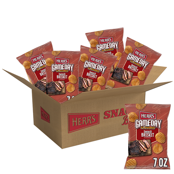 Herr's GameDay Flavors Smoked Brisket Potato Chips 7oz 6ct case
