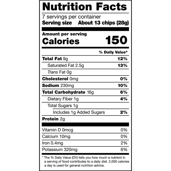 Herr's GameDay Flavors Smoked Brisket Potato Chips 7oz bag nutrition
