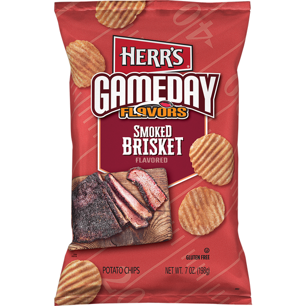 Herr's Gameday Flavors Smoked Brisket Potato Chips 7oz bag