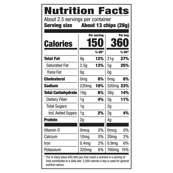 Herr's Gameday Flavors Golden BBQ Wings Potato Chips 2.375oz bag nutrition