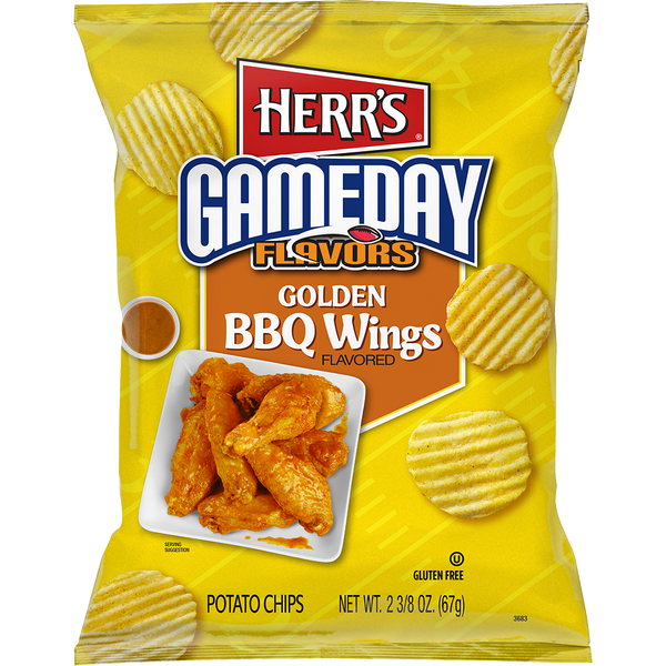 Herr's Gameday Flavors Golden BBQ Wings Potato Chips 2.375oz bag
