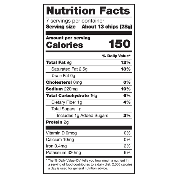 Herr's Gameday Flavors Golden BBQ Wings Potato Chips 7oz bag nutrition