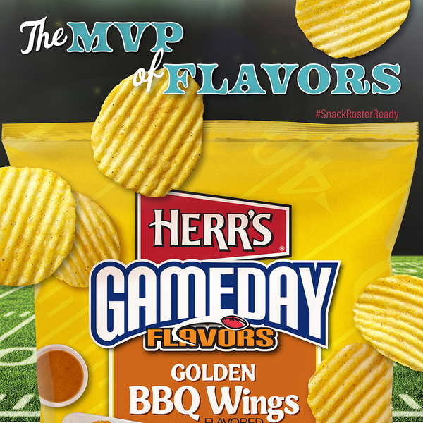 Herr's Gameday Flavors Golden BBQ Wings Potato Chips flavor