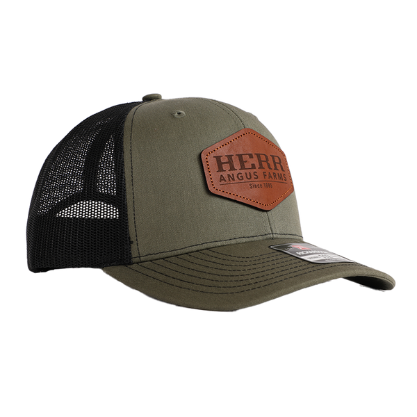 Herr Angus Farm Richardson Leather Patch Trucker Hat - Green