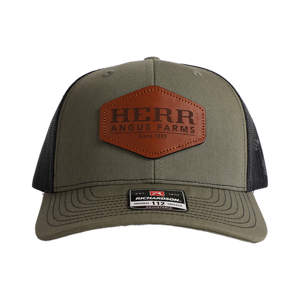 Herr Angus Farm Richardson Leather Patch Trucker Hat - Green