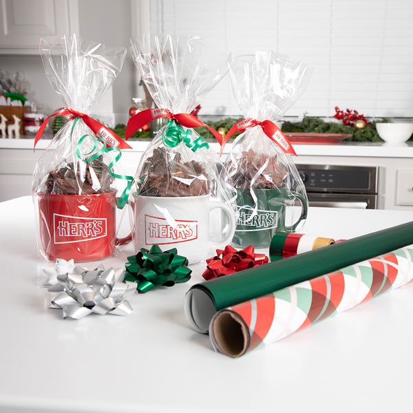 Herr's Holiday Mugs filled with Chocolate Covered Chips