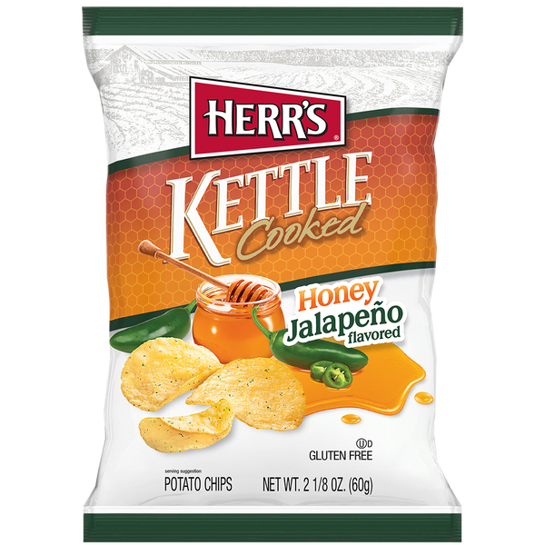 Herr's Honey Jalapeno Kettle Cooked Chips 2.125oz bag front