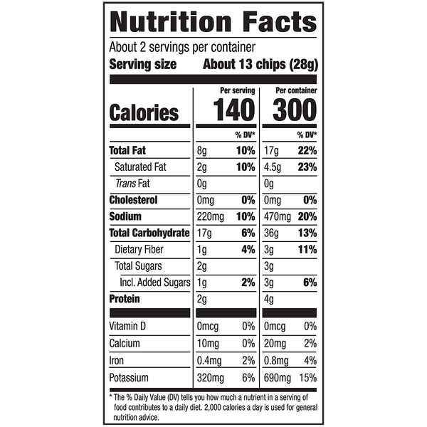 Herr's Honey Jalapeno Kettle Cooked Chips 2.125oz bag nutrition