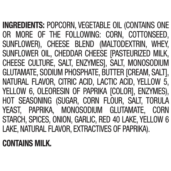 Herr's Hot Cheese Popcorn ingredients