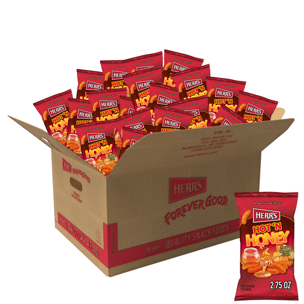 Herr's Hot N Honey Cheese Curls 2.75oz bag 20ct case