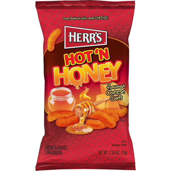Herr's Hot N Honey Cheese Curls 2.75oz bag