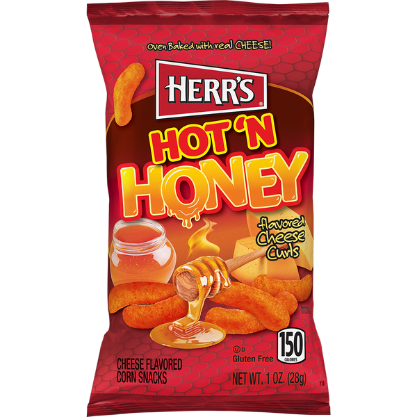 Herr's Hot N Honey Cheese Curls 1oz bag