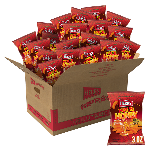 Herr's Hot N' Honey Cheese Curls 3 Oz. Case