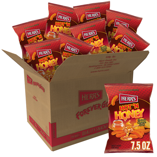 Herr's Hot N' Honey Cheese Curls 7.5 Oz. Case