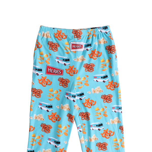 Herr's Kids PJ Pants - Light Blue with Snacks & Trucks
