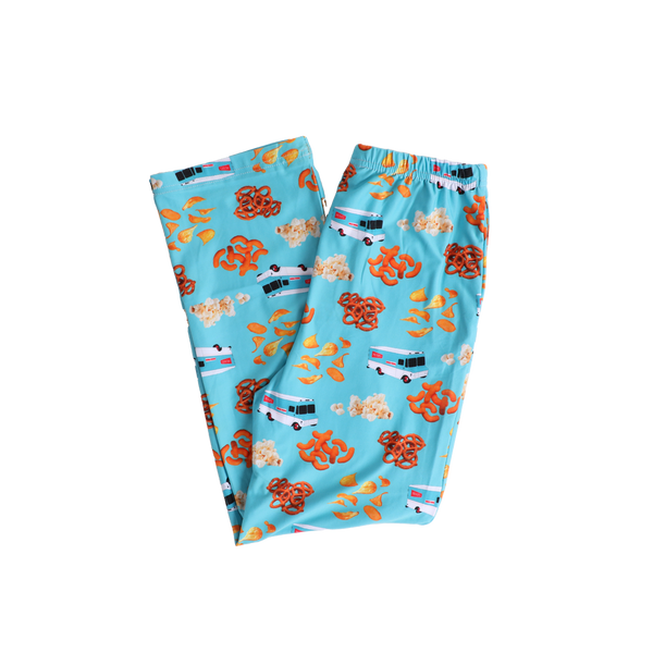 Herr's Kids PJ Pants - Light Blue with Snacks & Trucks