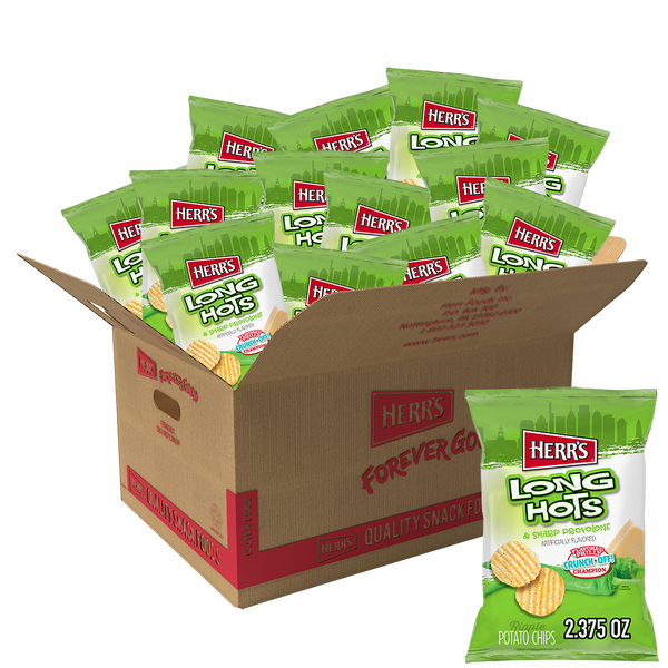 Herr's Long Hots and Sharp Provolone Flavored Chips 2.375oz 12ct case