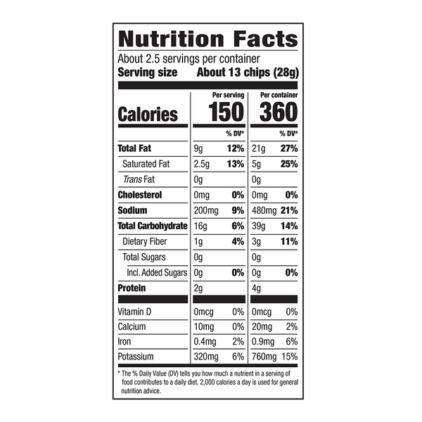 Herr's Long Hots and Sharp Provolone Flavored Chips 2.375oz nutrition