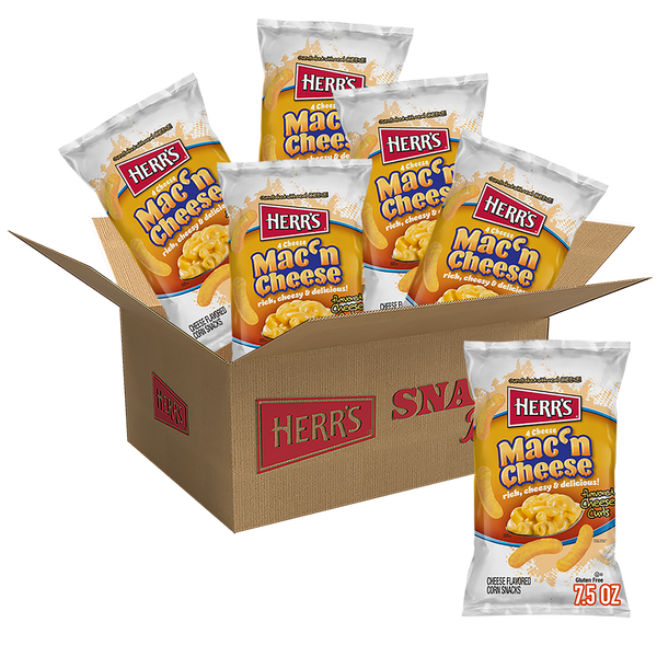 Herr's Mac 'N Cheese Curls 7.5oz bag 6ct case