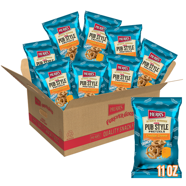 Herr's Cheddar Cheese Flavored Mini Pub Style Pretzels 11 Oz. 9ct.