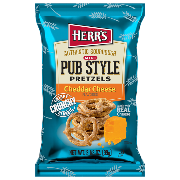 Herr's Cheddar Cheese Flavored Mini Pub Style Pretzels 3.5 Oz.