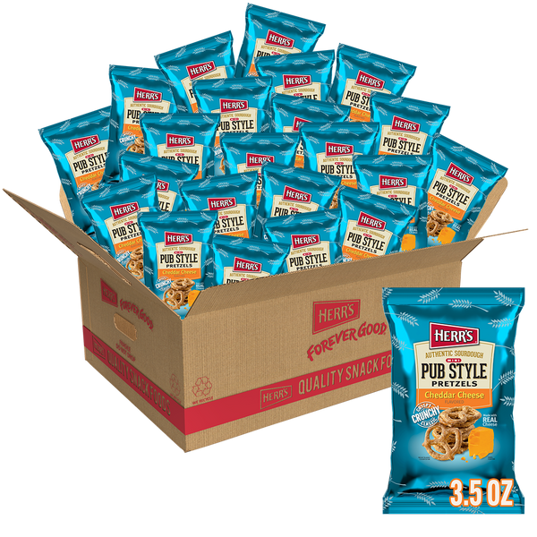 Herr's Cheddar Cheese Flavored Mini Pub Style Pretzels 3.5 Oz. 16ct.