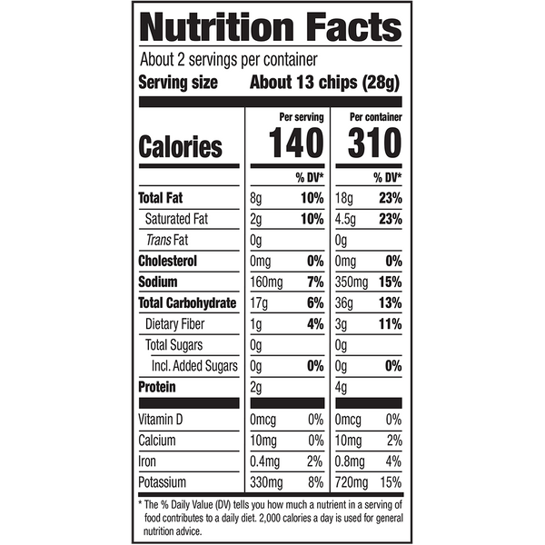 Herr's Original Kettle Cooked Chips 2.125oz bag nutrition