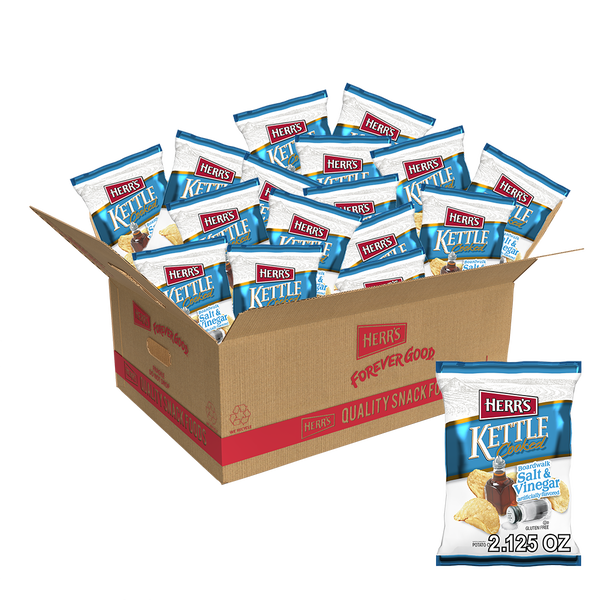 Herr's Boardwalk Salt & Vinegar Kettle Cooked Potato Chips 2.125oz. bag 24ct case