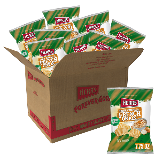 Herr's Sour Cream and French Onion Flavored Chips 7.5oz 12ct