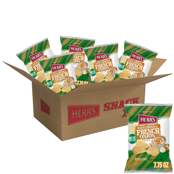 Herr's Sour Cream and French Onion Flavored Chips 7.5oz 6ct