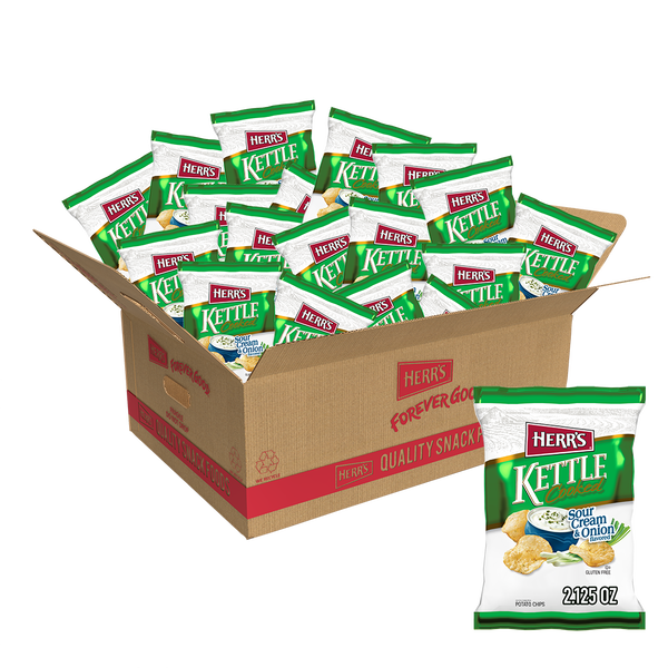 Herr's Sour Cream and Onion Kettle Cooked Potato Chips 2.125oz. bag 24ct case