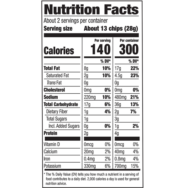 Herr's Sour Cream and Onion Kettle Cooked Potato Chips 2.125oz. bag nutrition