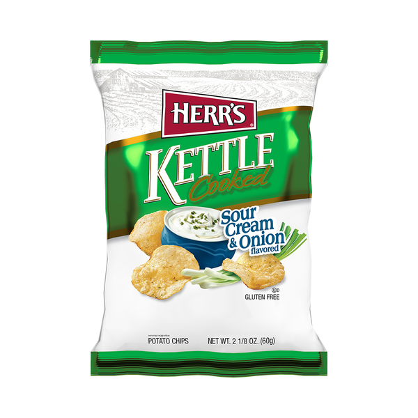 Herr's Sour Cream and Onion Kettle Cooked Potato Chips 2.125oz. bag