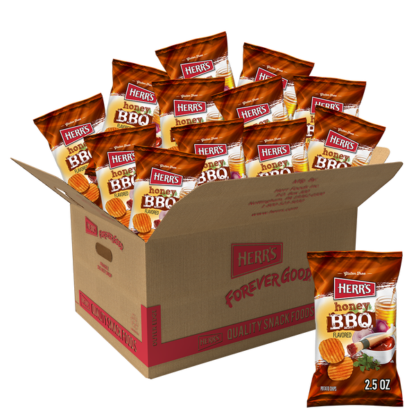 Herr's Honey BBQ chips 2.5oz bag 24ct case