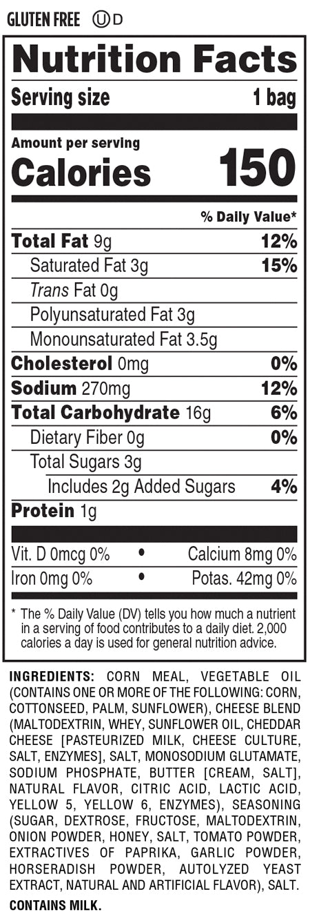 Nutrition Facts and Ingredients For hot honey cheese curls
