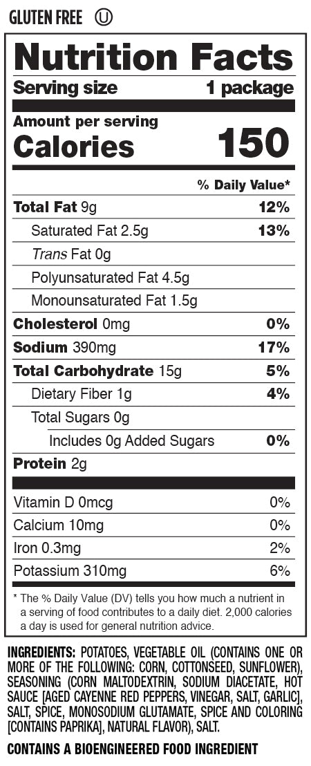 Nutrition Facts and Ingredients For hot sauce ripple chips
