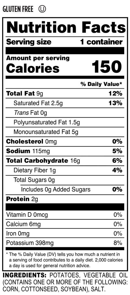 Nutrition Facts and Ingredients For potato sticks