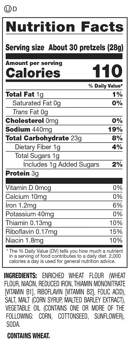 Nutrition Facts and Ingredients For pretzel sticks