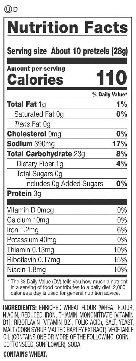 Nutrition Facts and Ingredients For bite sized pretzels