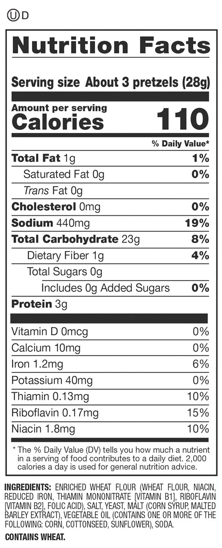 Nutrition Facts and Ingredients For mini pretzels