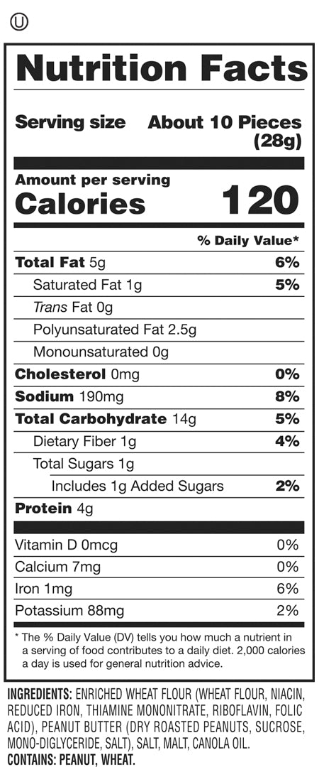 Nutrition Facts and Ingredients For peanut butter filled pretzels