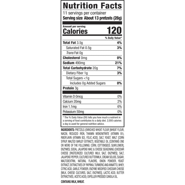 Nutrition Facts and Ingredients For Jalapeno cheddar pretzels