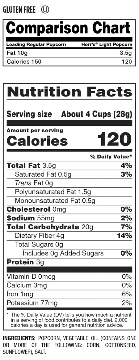 Nutrition Facts and Ingredients For light popcorn