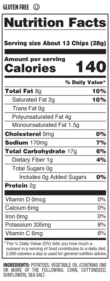 Nutrition Facts and Ingredients For kettle cooked classic lattice chips