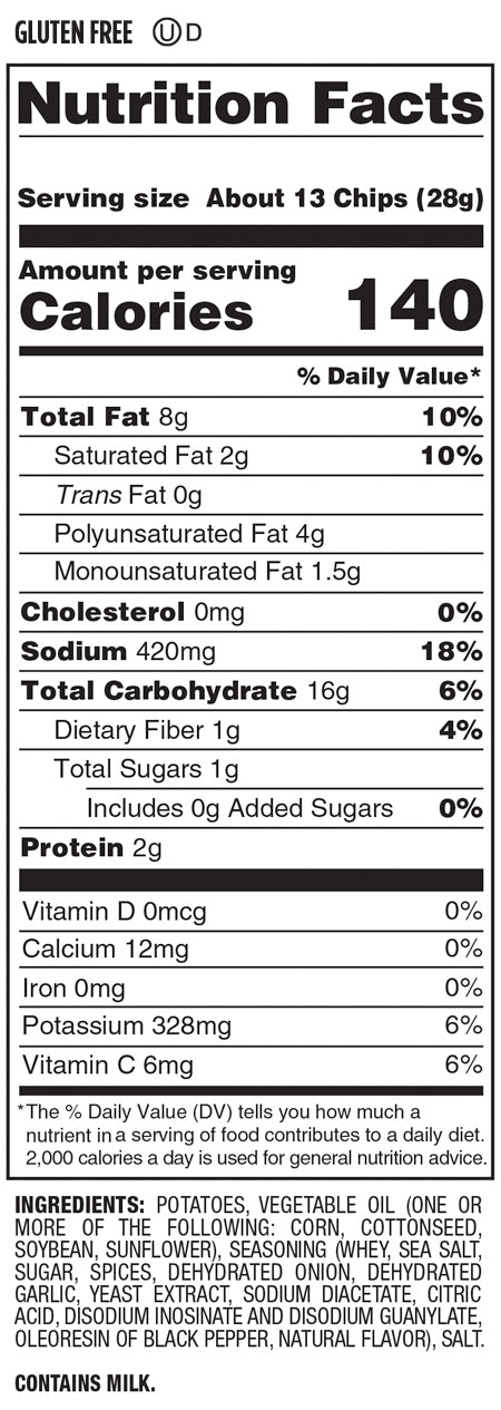 Nutrition Facts and Ingredients For kettle cooked cracked pepper and sea salt chips